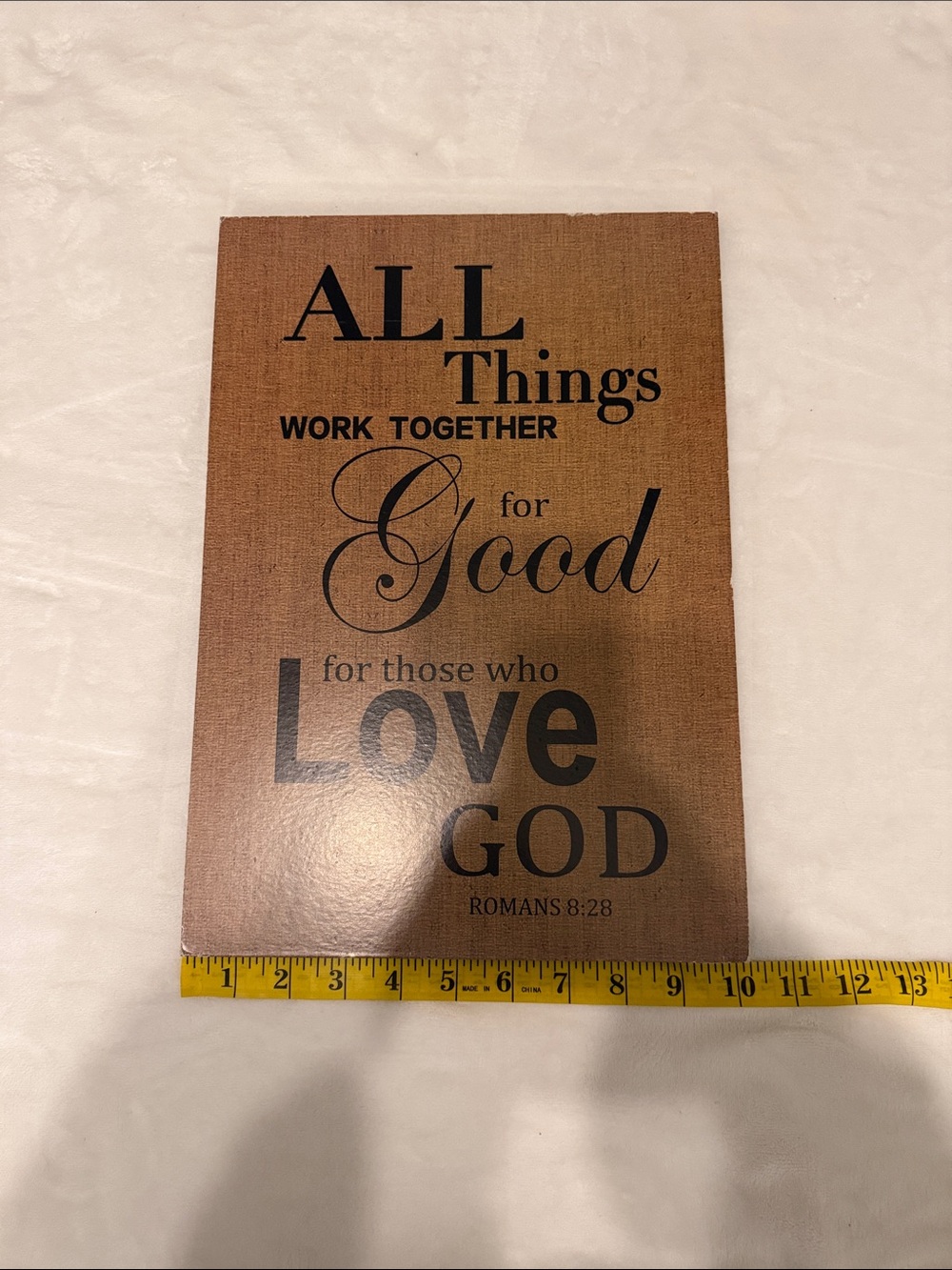 Faith-Based Burlap Wall Sign - Brown with Black Script